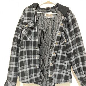 LEGENDARY OUTFITTERS MEN'S HOODED SHIRT PLAID JACKET Size MEDIUM/Preowned